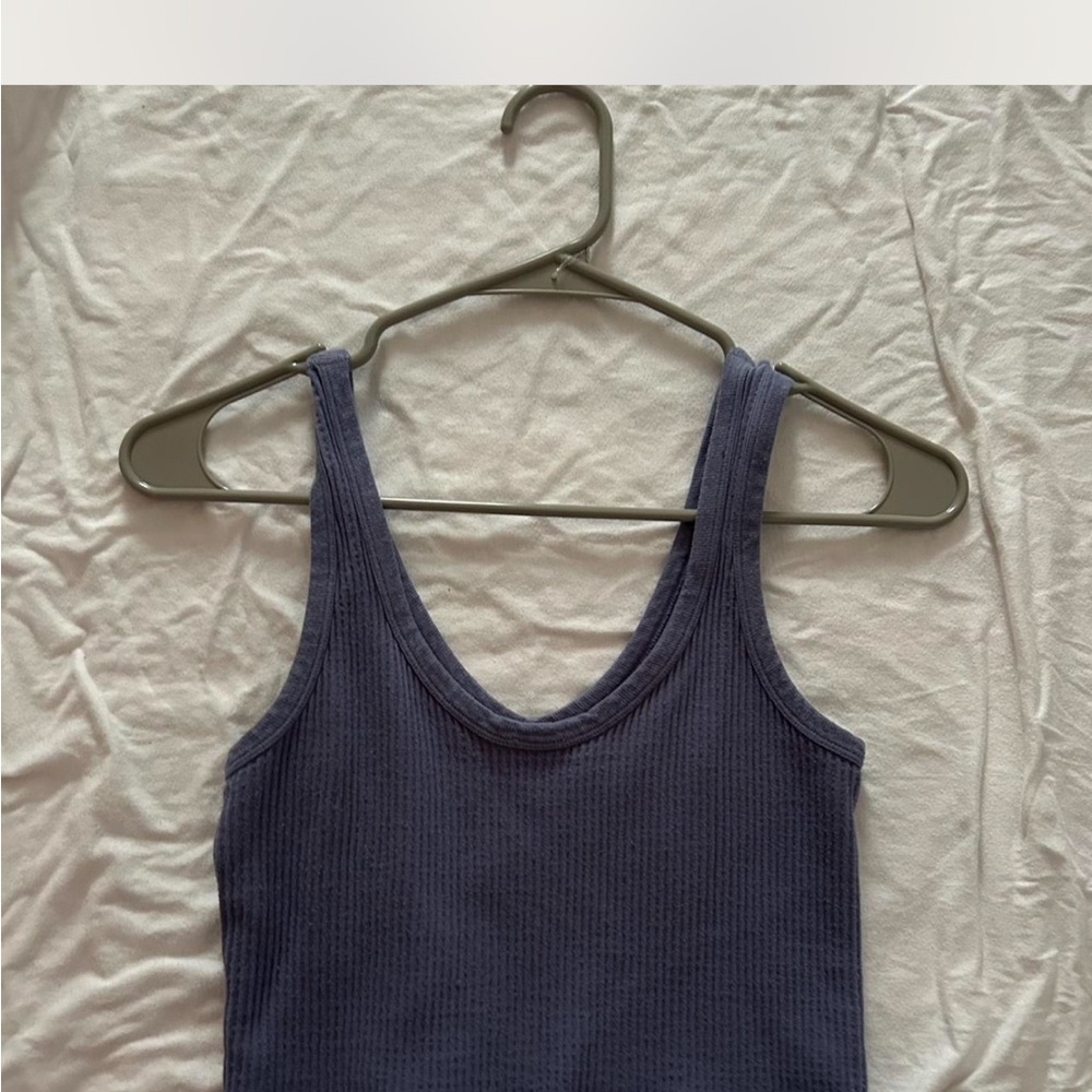 Women's Blue Ribbed Tank Top